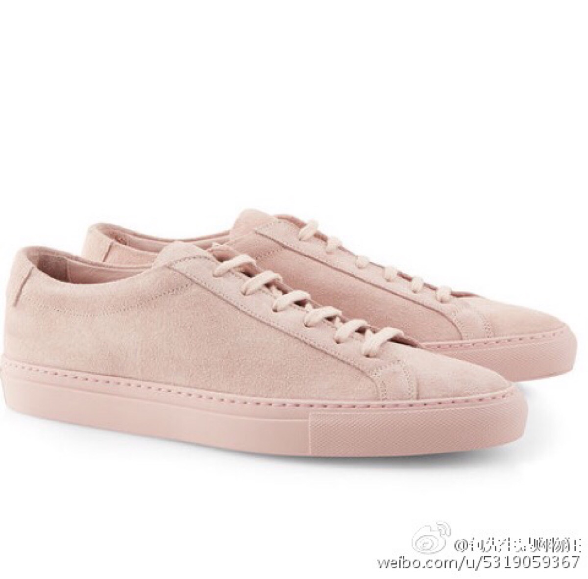 粉色麂皮common project sneakers
