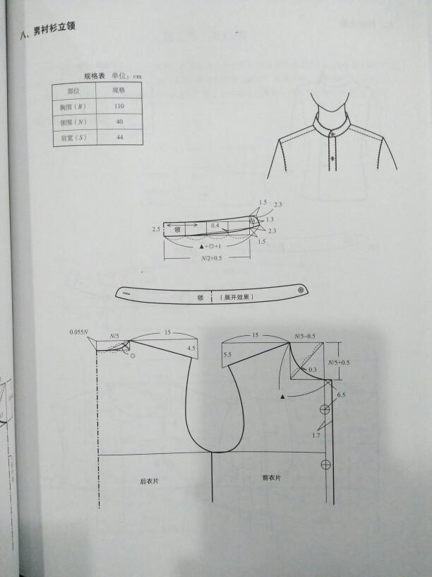 领子打版设计 男衬衫立领
