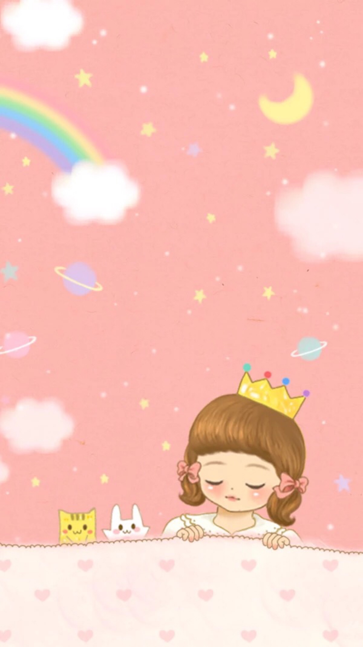 可爱 简单 插画 手绘 萌物#平铺 卡通 手机壁纸"