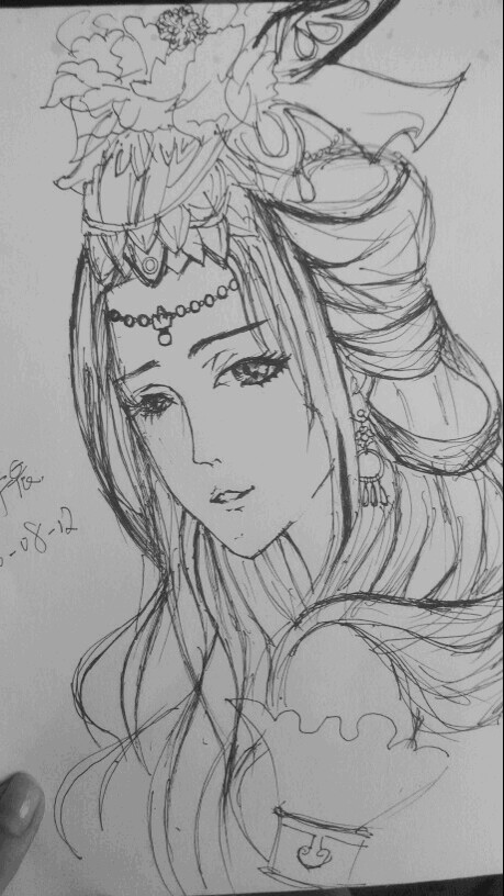 蓝色中性笔画的,加了滤镜效果