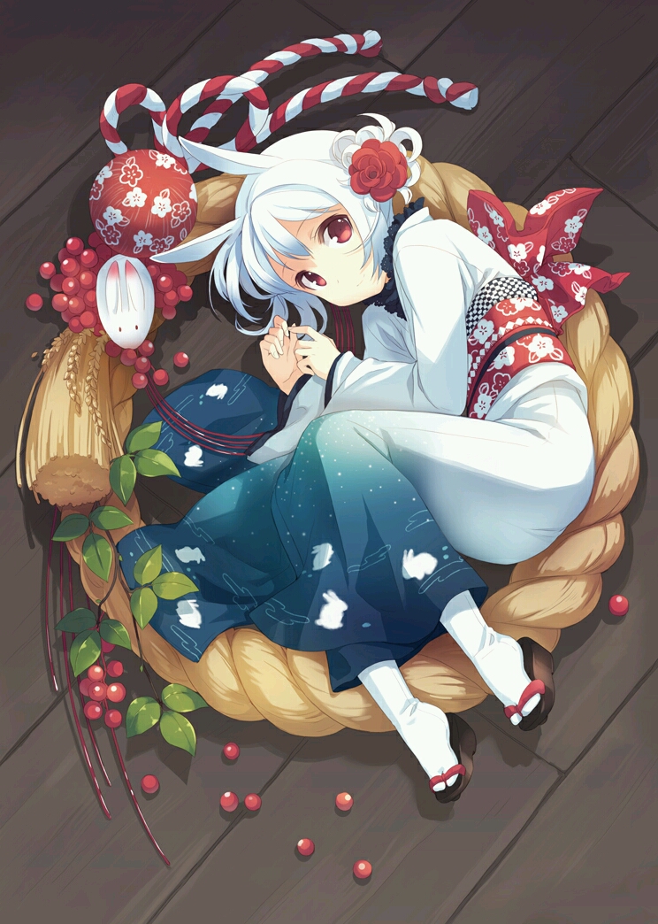 女图 萝莉 p站 漫图 妹子【p站女图】萌 长发 浅色系 白发 和服 食物