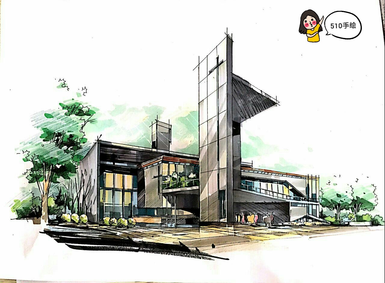 建筑设计草图手绘表现～510手绘出品