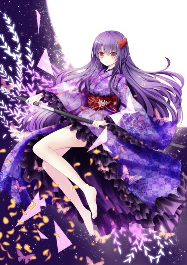 少女,萝莉,唯美,紫色,和服, 动漫,女神