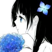 蓝色 花朵 女生 美丽 漂亮 可爱 黑发 长发 漂亮的情侣头像不知道作者