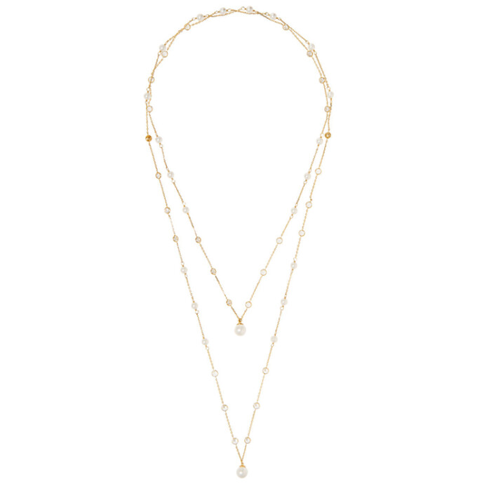 hb秋季~百搭通勤ol必备水晶细长项链毛衣链 可绕双层优雅女士