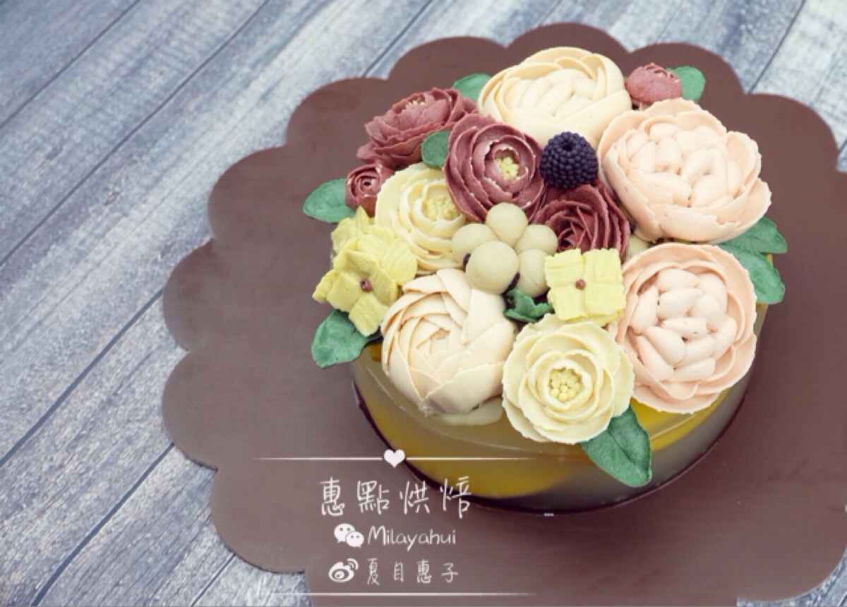 韩式裱花 蛋糕 豆沙裱花 米糕