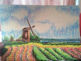 中学生油画棒风景画_360图片