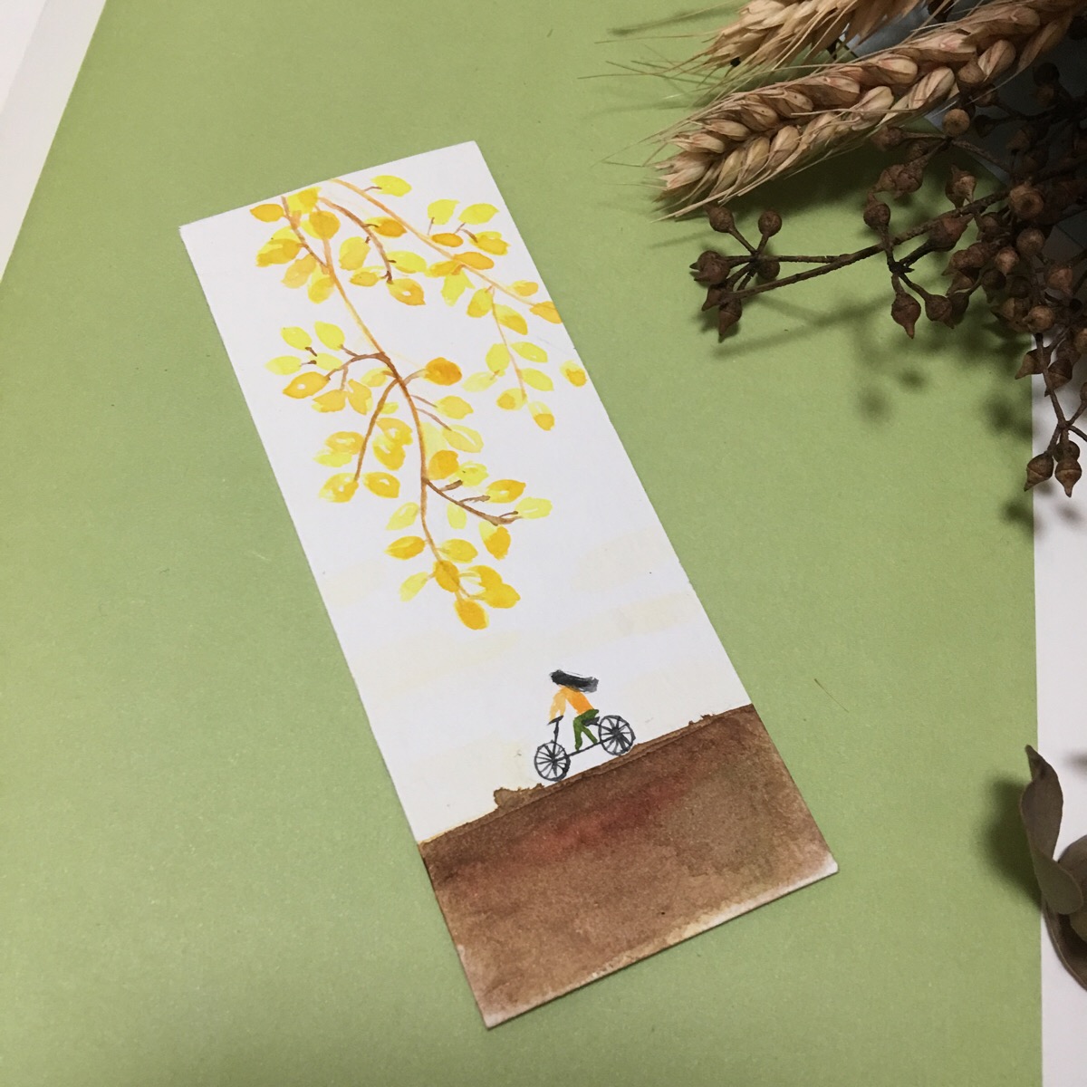 水彩小书签,小人画次了,意境就全变了
