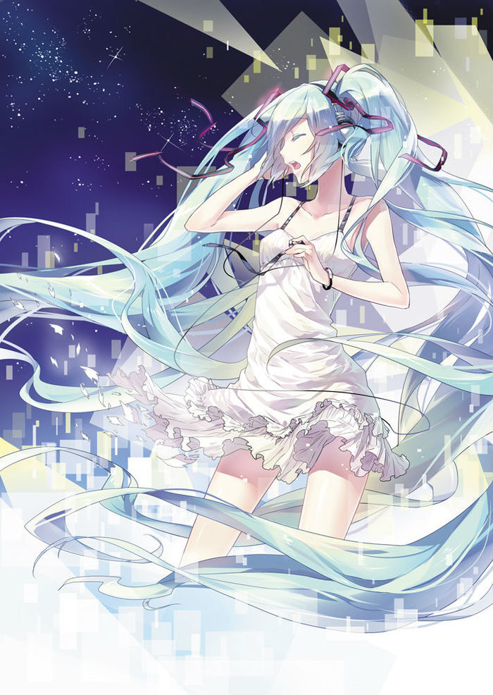 初音v家 灵魂歌手 二次元 麦克 白衣