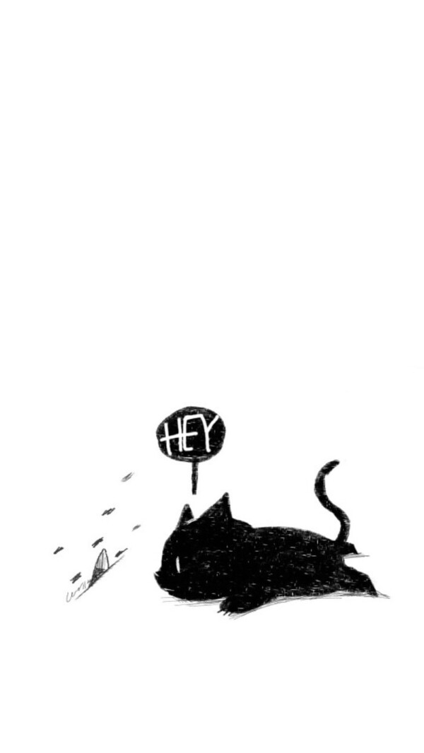 黑白色 小猫 可爱 手机 平铺 壁纸@可爱的四狗子