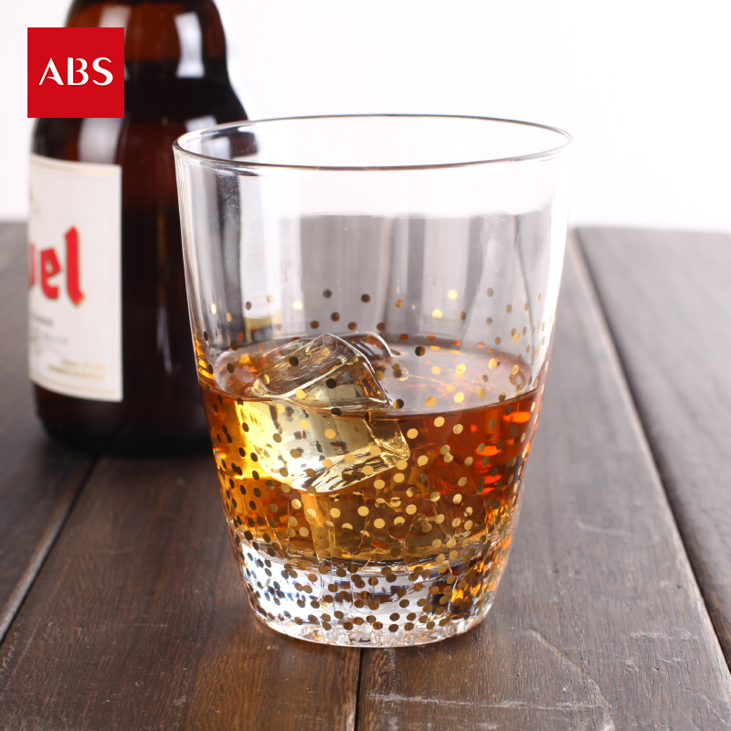 abs爱彼此 厚底无铅玻璃水杯啤酒杯冰裂水杯350ml