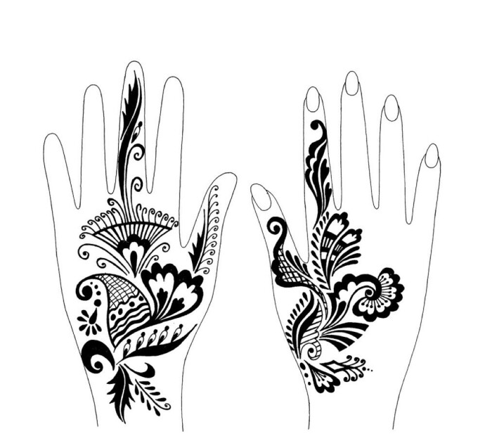 海娜手绘tattoo脚背图案花纹脚踝手臂手背花卉藤蔓手腕纹身手指曼陀罗名片设计wore图片