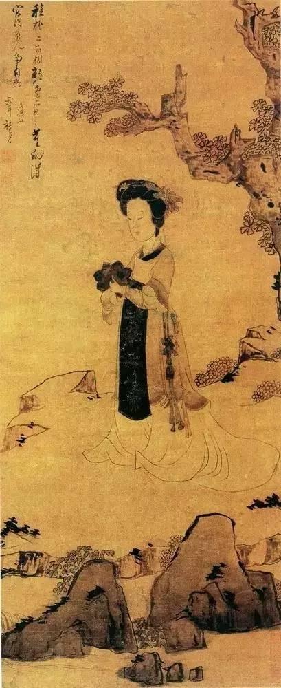 陈洪绶 对镜仕女图 清华美院藏