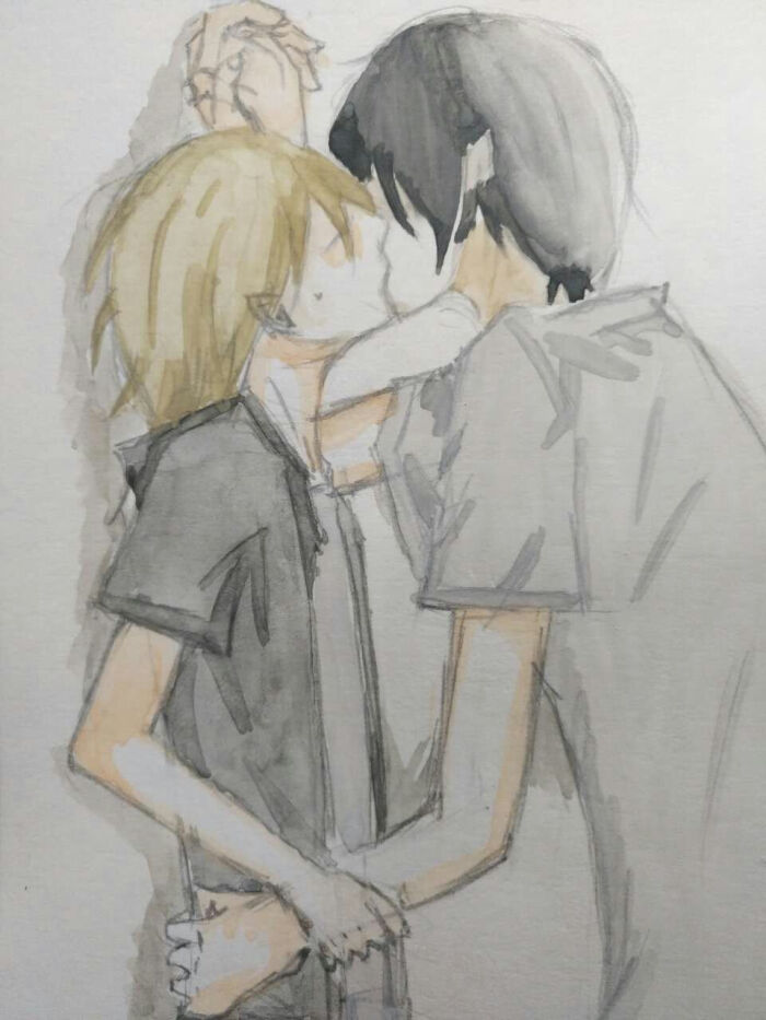 手绘明信片(02)っ壁咚kiss