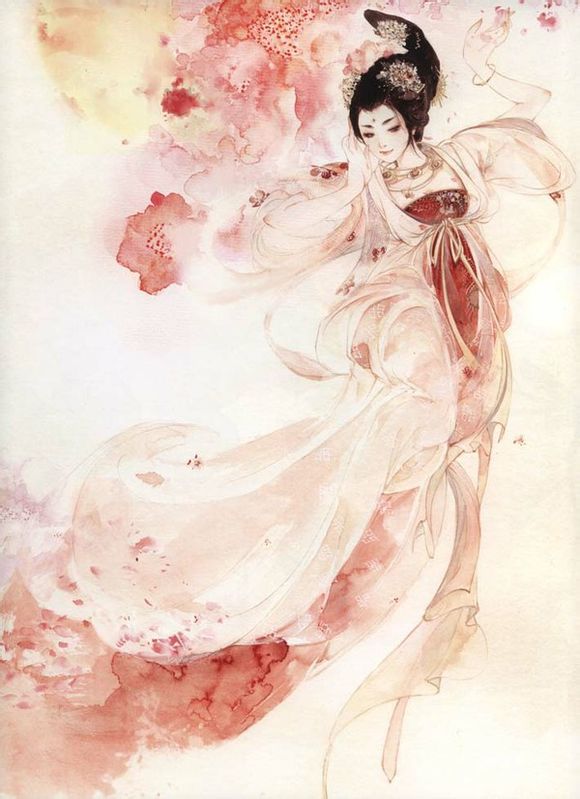 古代美女 水粉画 手绘 插画 壁纸 古装 古风