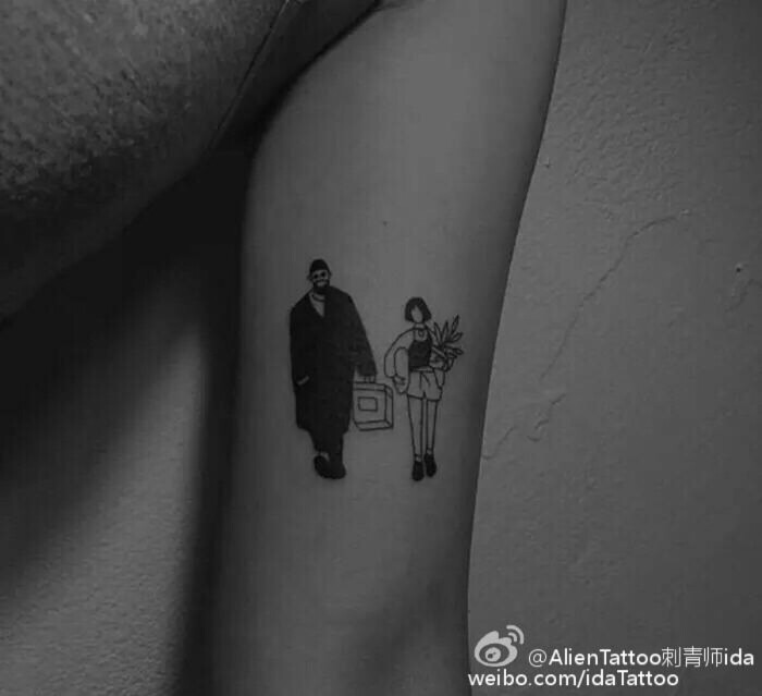 这个杀手不太冷简单的黑白纹身壁纸简笔画人物小纹身女生男生情侣黑白