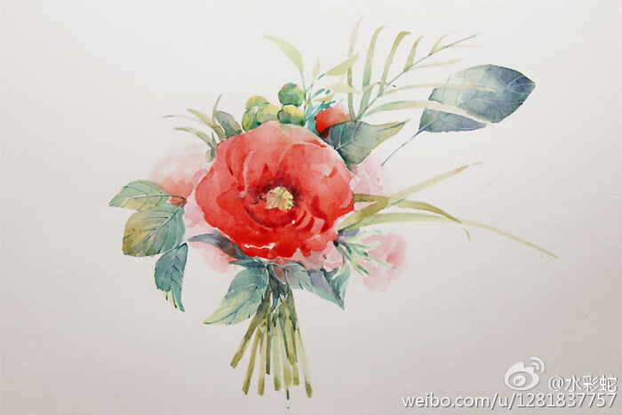 水彩手捧花