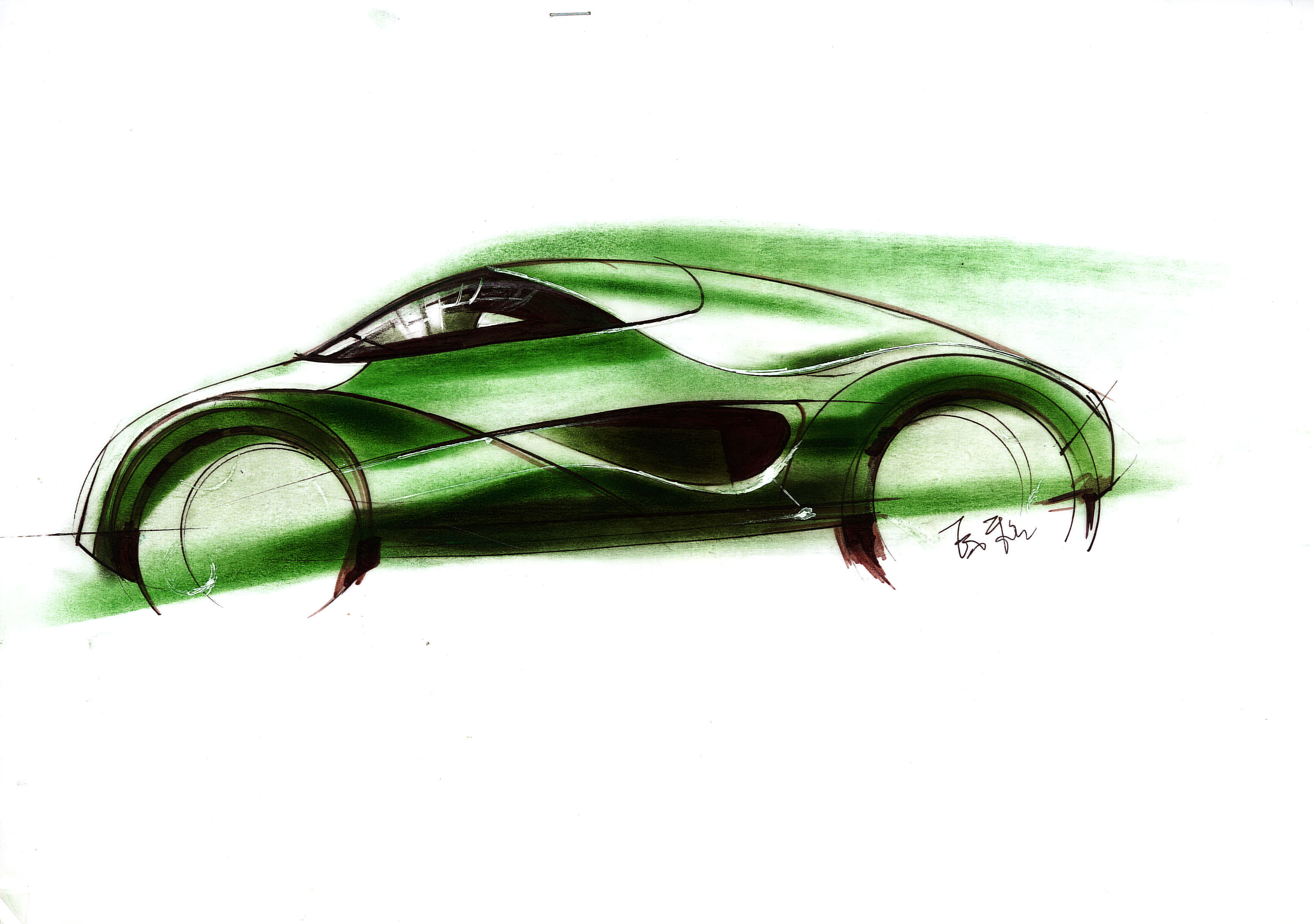 色粉 马克笔 手绘 绘画 效果图 汽车 工业 设计
