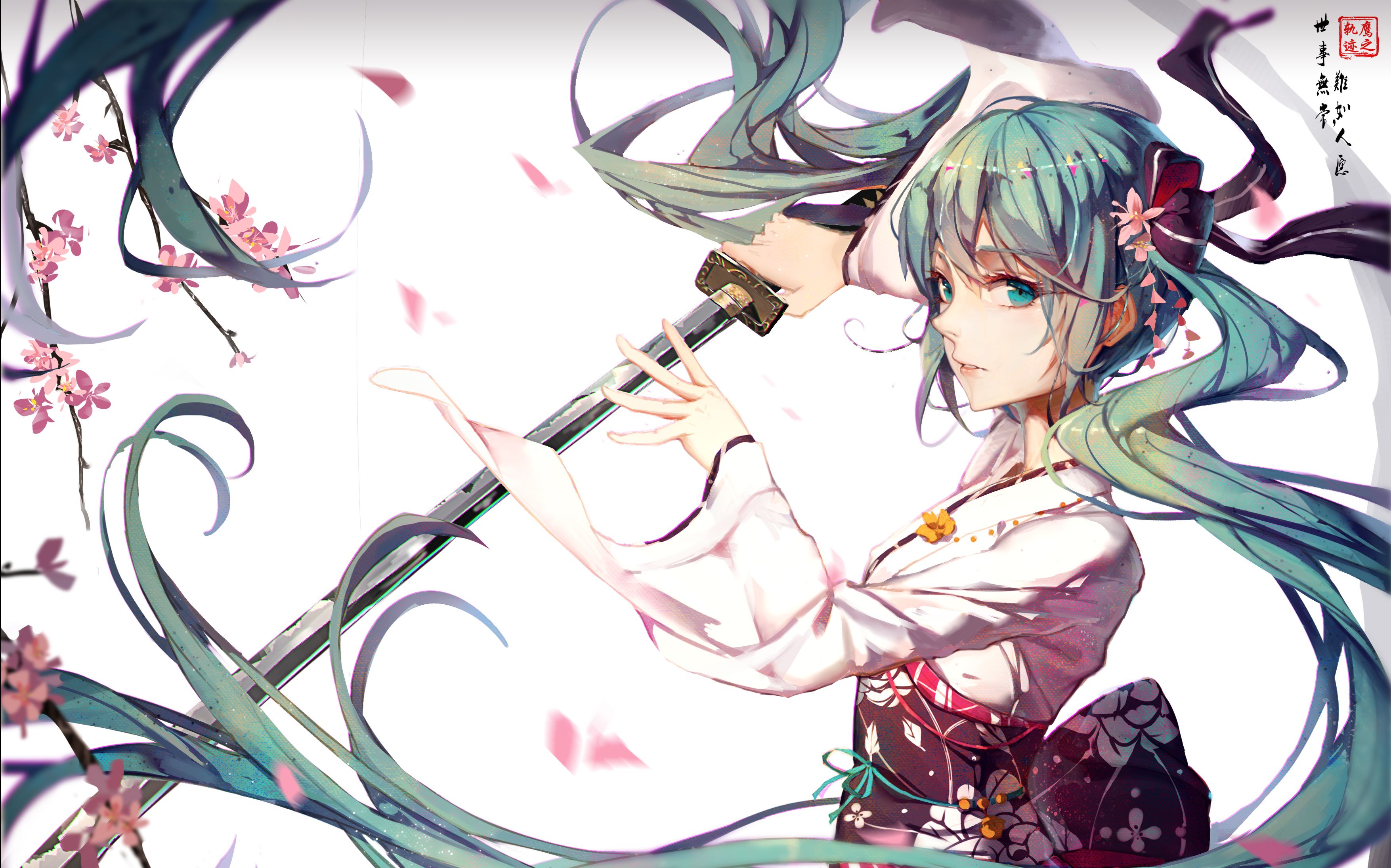 初音未来 樱花 日本 公主殿下 唯美 剑 和风