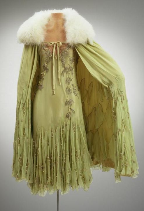 chartreuse beaded outfit suit formal designer 2 pc cape.