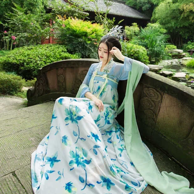 七七坊◆正规汉服刺绣花对襟齐胸齐腰襦裙 墨幽兰 买全套送披帛