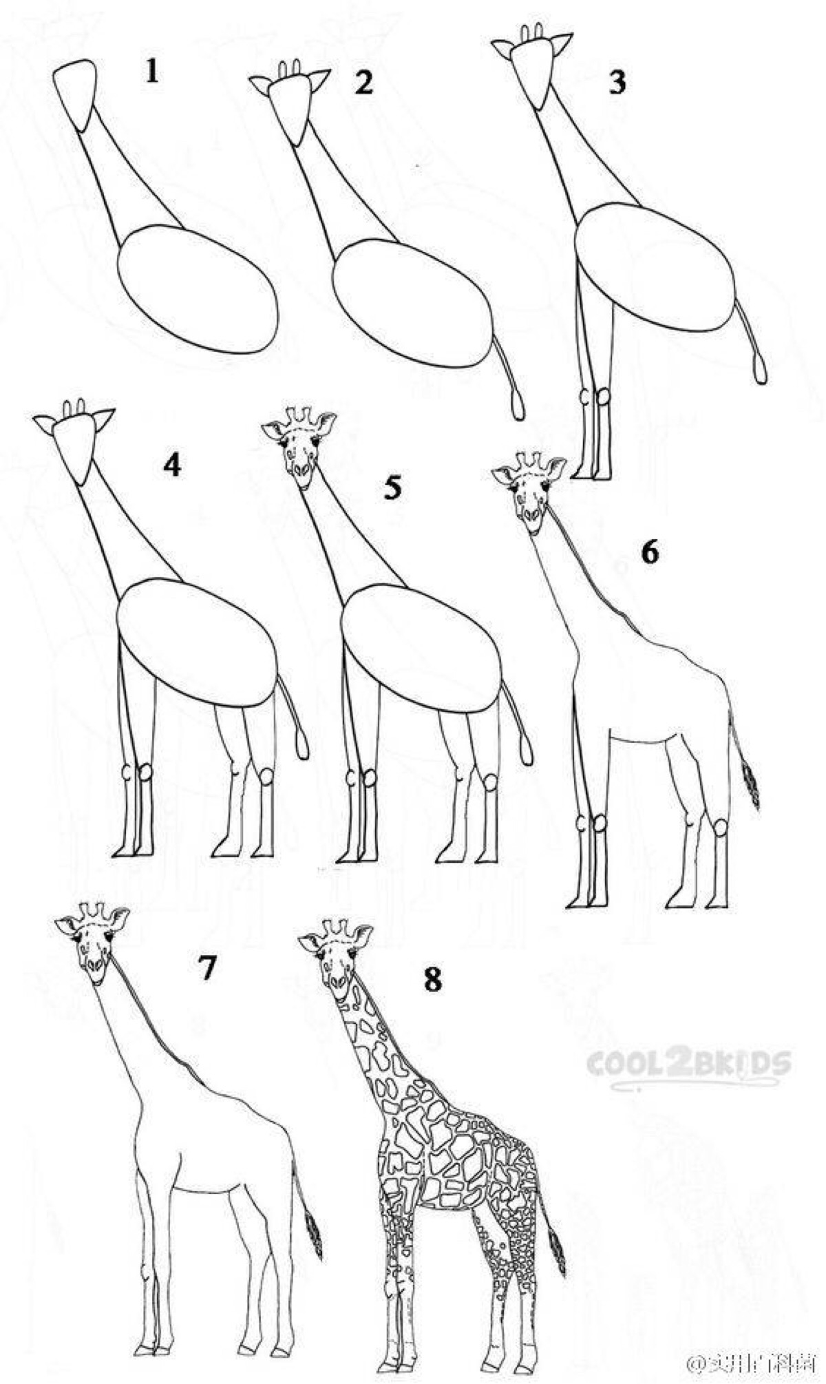 长颈鹿的简笔画步骤图片
