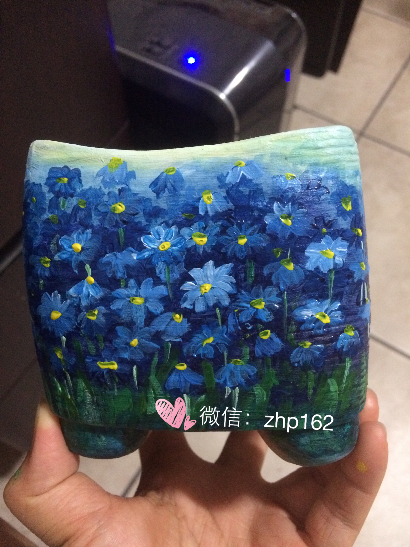 手绘 插画 丙烯 多肉 花盆