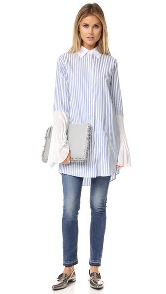 clu striped button down tunic