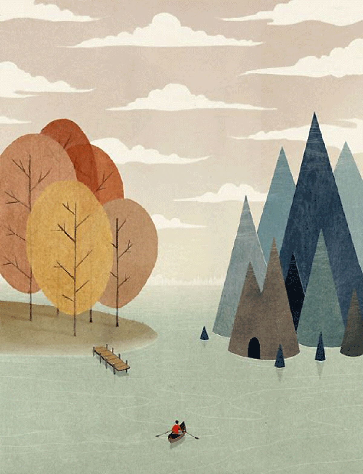 壁纸,插画,风景,人物,森系,手绘,水彩,涂鸦,星空,唯美,意境,背景,河流