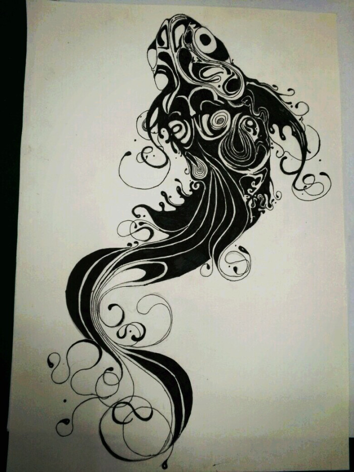 黑白装饰画 鱼