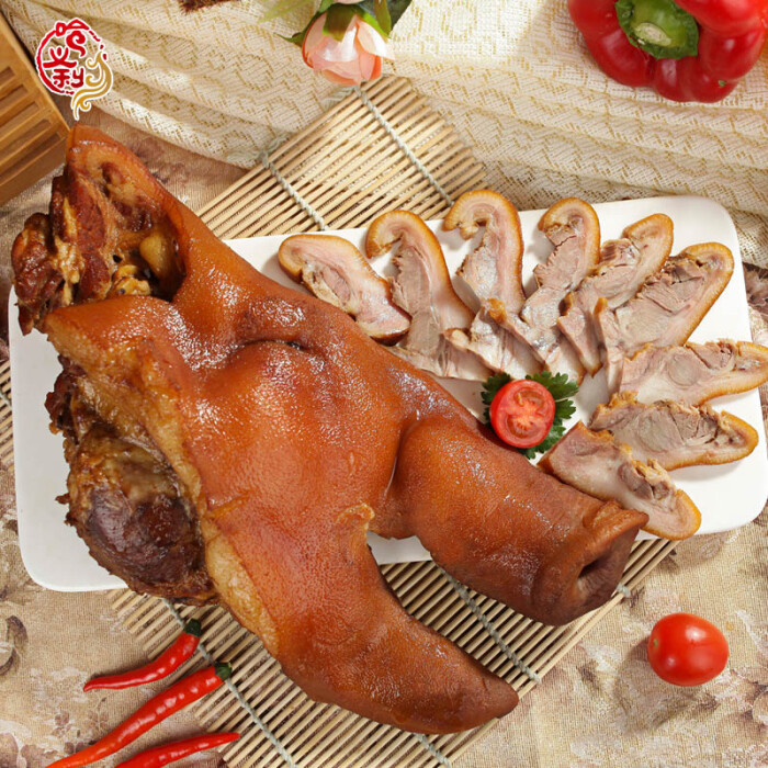 【淘金币】哈义利东北特产熟食猪头肉500g卤味熏猪脸真空特价包邮