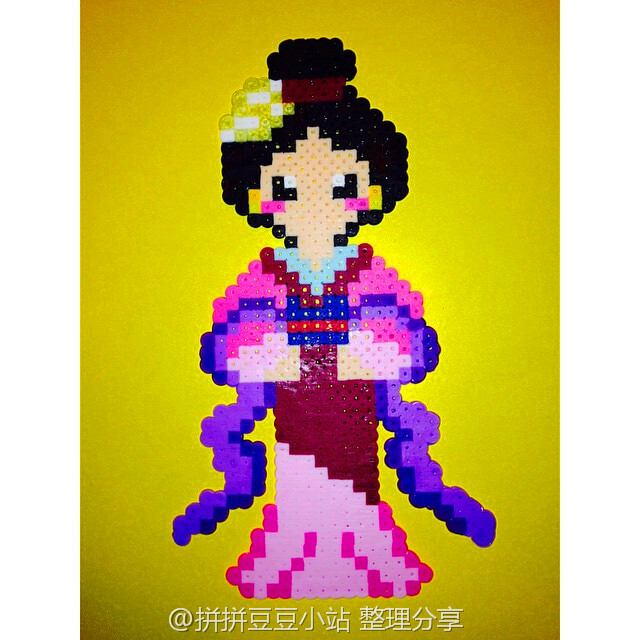 拼拼豆豆作品 迪士尼动画 - 花木兰专业定制- 拼豆图纸 拼豆材料包