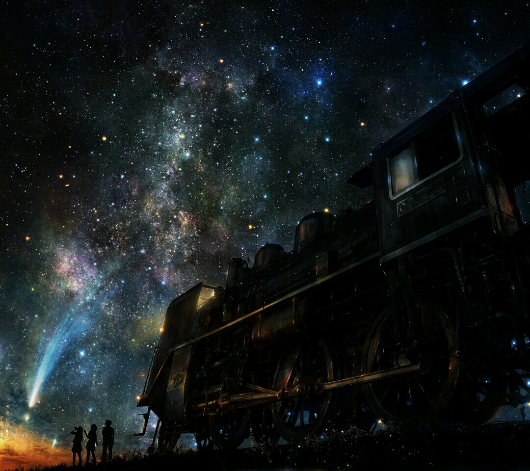 动漫壁纸 火车 星空 唯美 意境