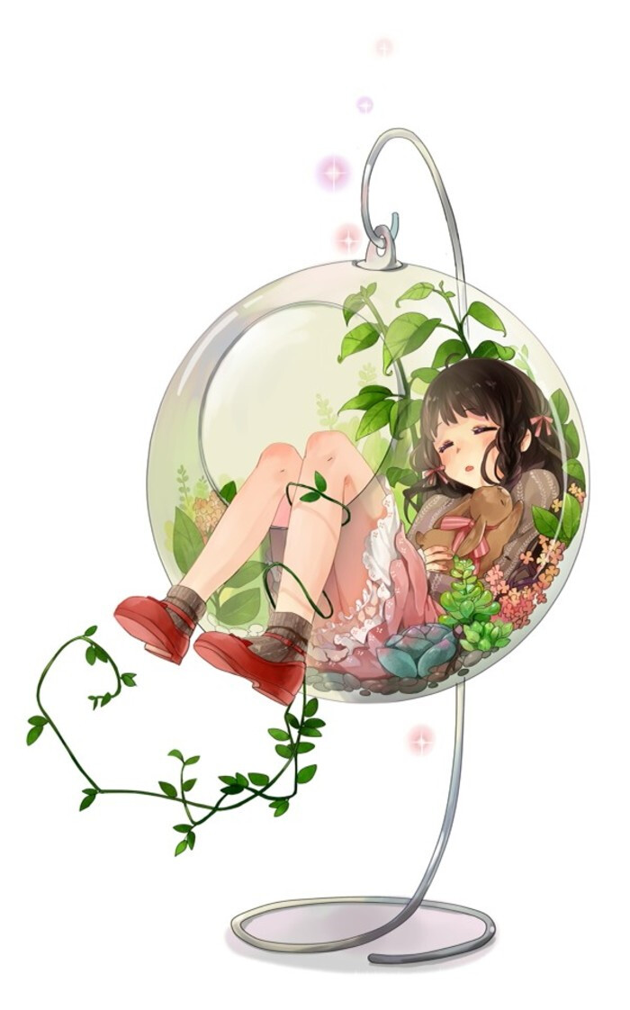 瓶子系列 瓶中少女 午后 惬意 二次元 -堆糖,美好生活