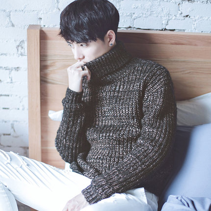 空城计高领针织衫男加厚学生冬季打底衫男土…
