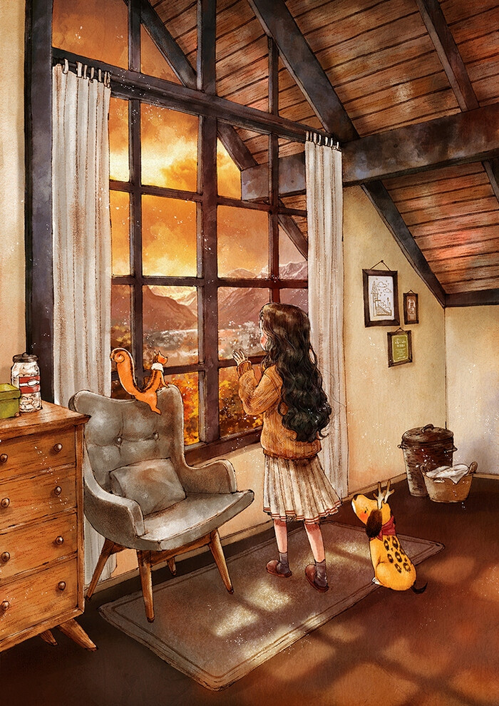 " ~ 来自韩国插画家aeppol 的「森林女孩日记-2016」系列插画.