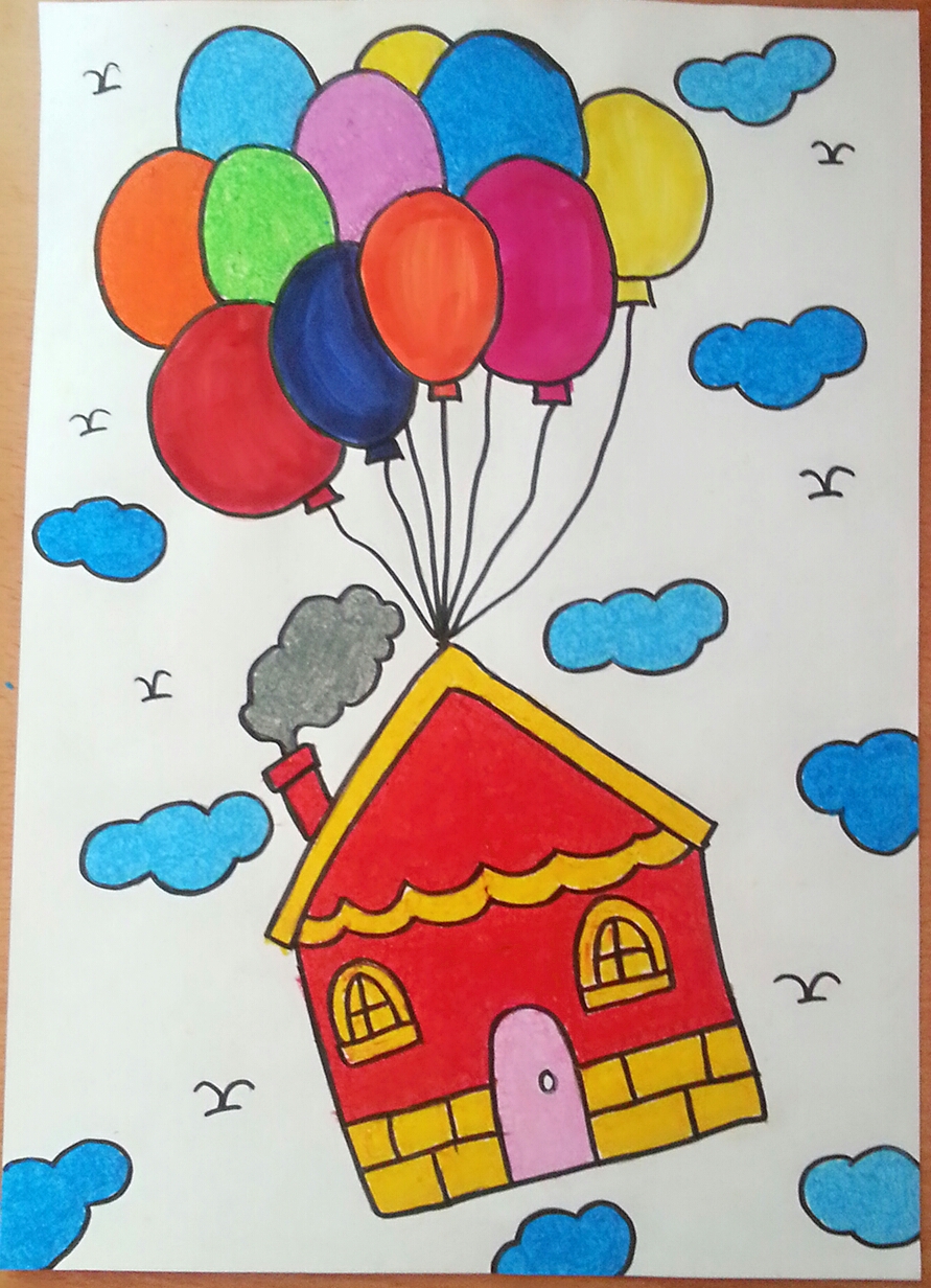 儿童简笔画会飞的房子图片