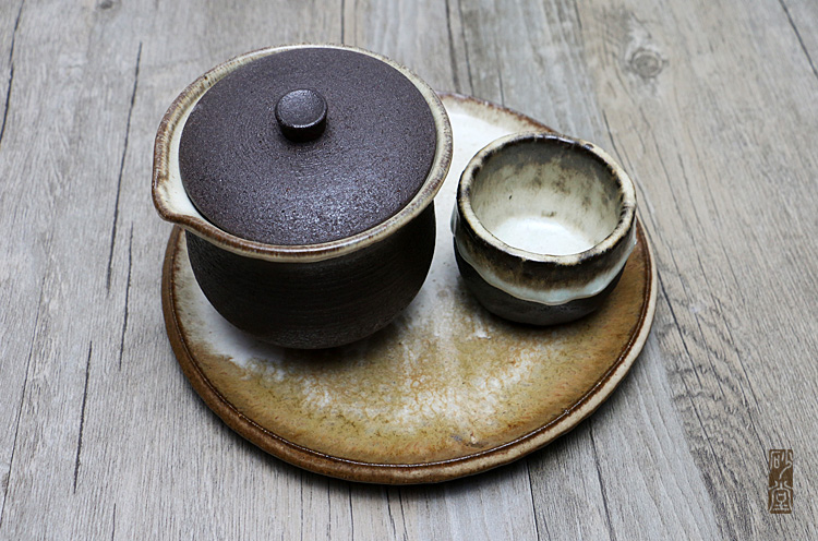 砂堂 手工盘子 日式粗陶茶盘点心碟 中式禅意陶瓷壶承壶托/山水谈