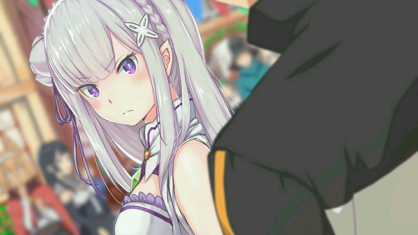 画师:m@ru 菜月昴,艾米莉娅(亦译:爱蜜莉雅),分别为《re:从零开始的异
