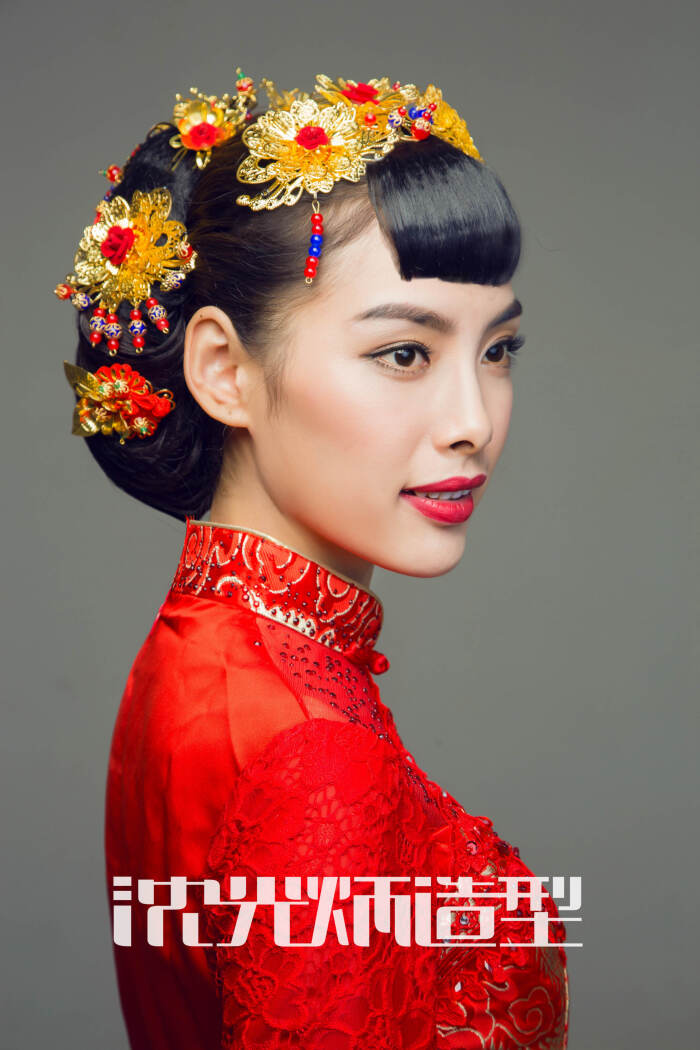 【沈光炳造型】秀禾服古装盘发造型.新娘发饰工艺制作.