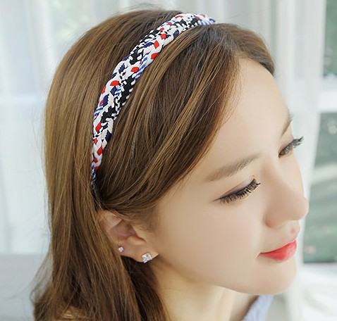 2016韩国8月现货 时尚彩色花纹编织发箍发卡压发圈