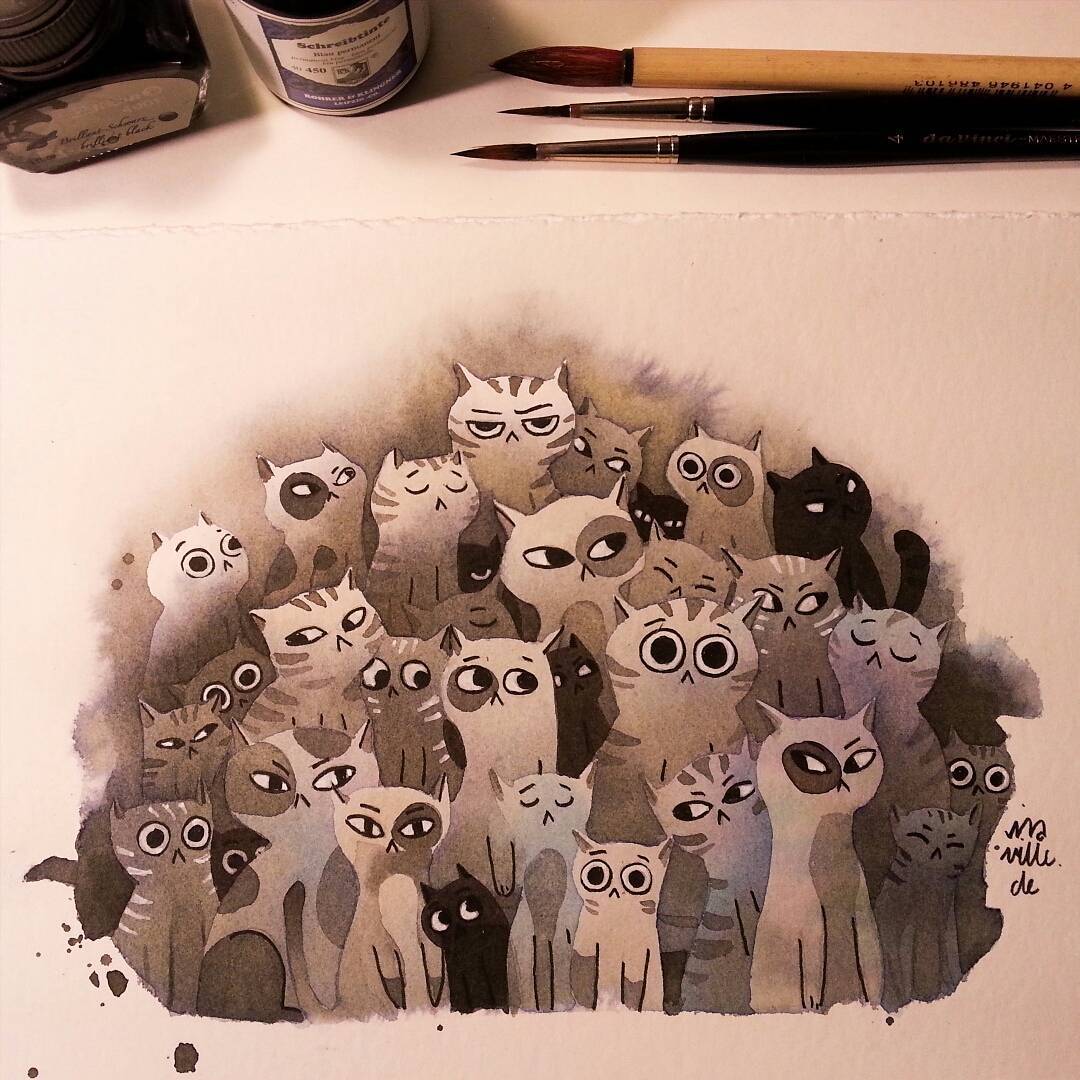 iraville插画师的作品适合当微博朋友圈的配图