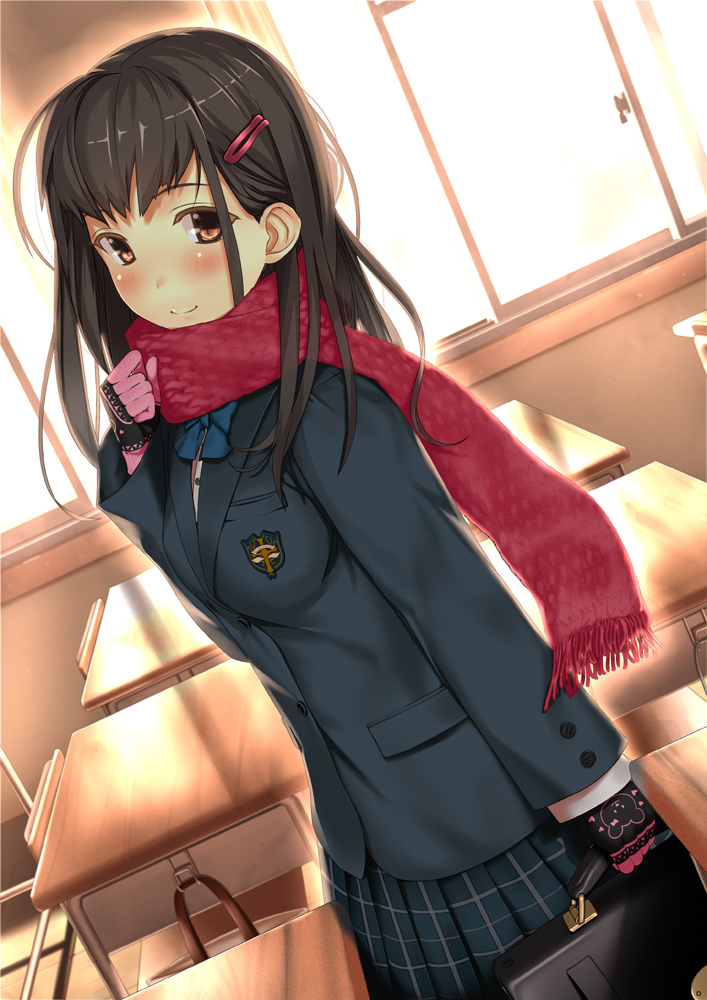 二次元 少女 围巾 冬日