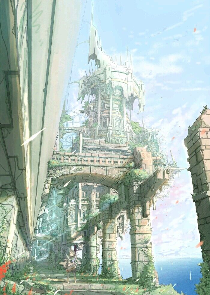 动漫 二次元 意境 天空 背景 壁纸 风景画