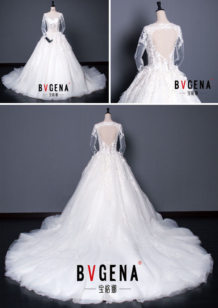 美国蒂米琪超大拖,现在很多新人都会选择大露背的婚纱礼服,因为新娘的