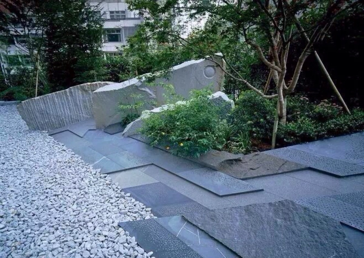 雨花石铺装庭院效果图图片