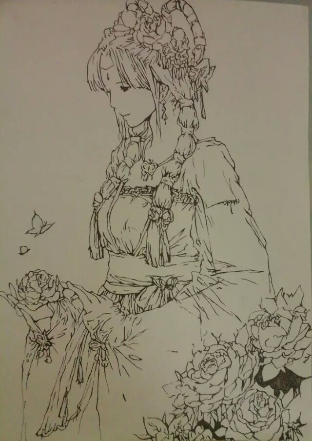 仙剑奇侠传4之柳梦璃##自动笔草稿约1h 签字笔描线修笔约2h?