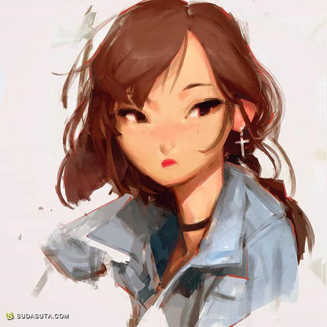 samuel youn 带来的一组生动可爱的手绘女生头像.
