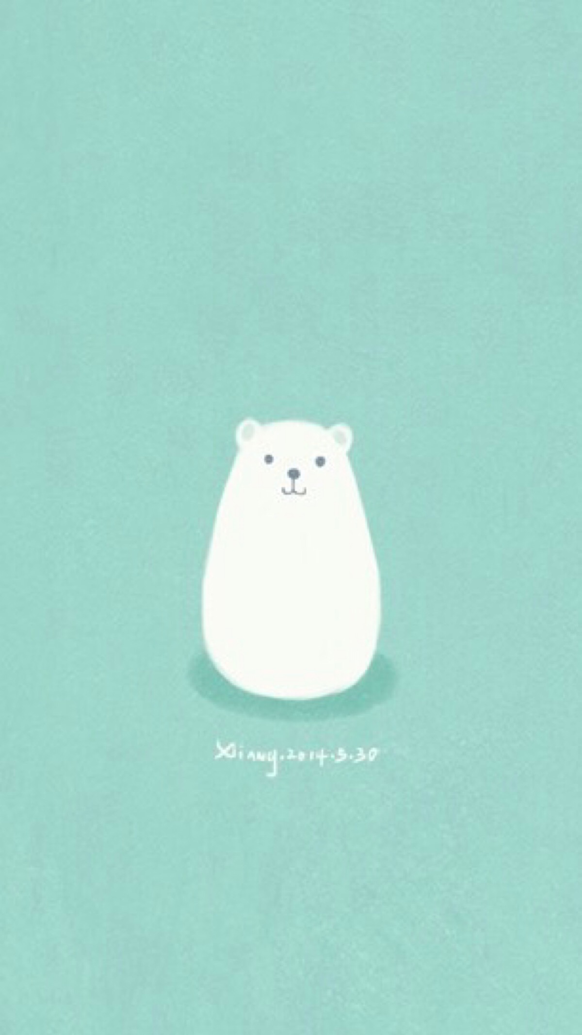 薄荷绿 萌系 小清新 可爱 北极熊 iphone壁纸