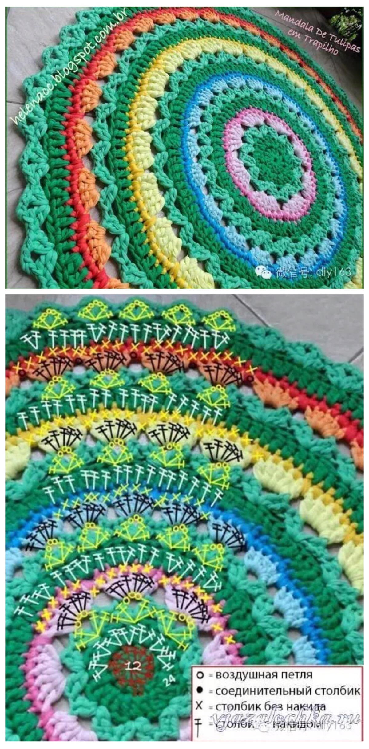 钩针 图解 花片 垫子